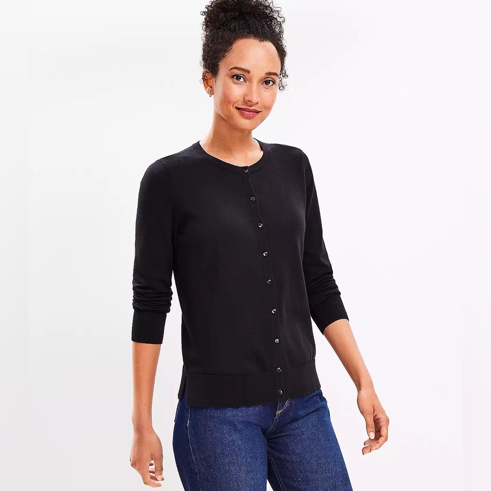 New! Loft Black Crew Neck Cardigan